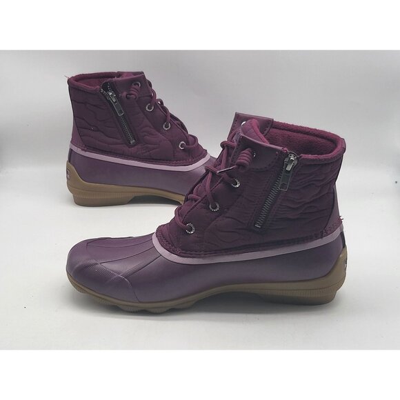 Sperry Saltwater Womens Duck Boots With Side Zipper Size 9.5 Burgundy‎ - Picture 3 of 9